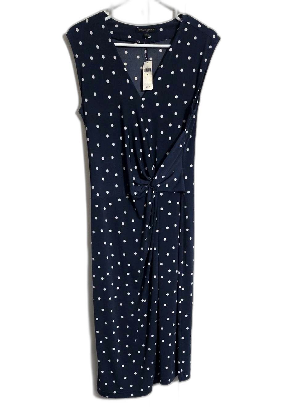 NWT Banana Republic Navy Blue Polka Dot Midi Dress